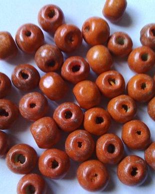 LML802 - margele lemn portocalii/caramizii 8 mm