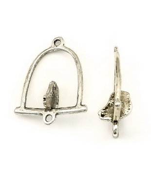 Conector pasare, finisaj argintiu antichizat, 30x24 mm (cod 6-147)
