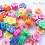 (10 buc) Mix margele flori fimo aprox 4.5-5x10-13 mm