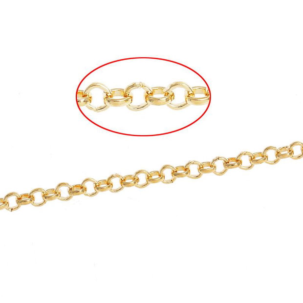 1m lant placat aur (kc gold ) zale rotunde 2,5mm (GPLAK 017)
