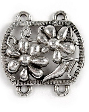 Link din aliaj metalic, argintiu antichizat, 24x22 mm