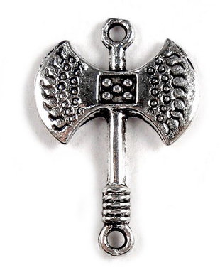 Link din aliaj metalic, argintiu antichizat, 17x23 mm