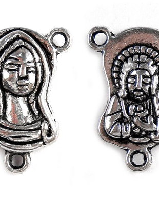 Link din aliaj metalic, argintiu antichizat, 15x20 mm