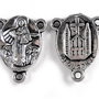 Link din aliaj metalic, argintiu antichizat, 14x18 mm