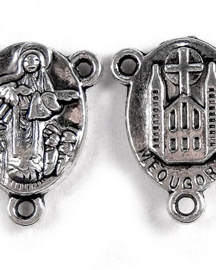 Link din aliaj metalic, argintiu antichizat, 14x18 mm