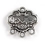Link din aliaj metalic, argintiu antichizat, 14x14 mm