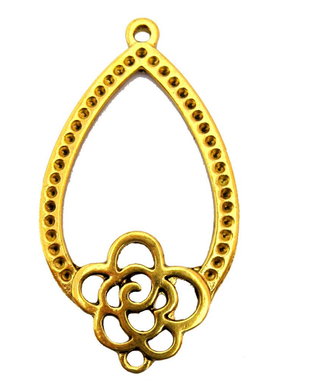 Link din aliaj metalic, auriu, 22x40 mm
