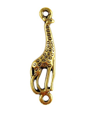 Link din aliaj metalic, auriu antichizat, girafa, 10x23 mm