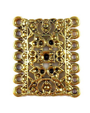 Link din aliaj metalic, auriu antichizat, 25x29 mm