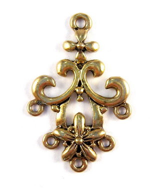 Link din aliaj metalic, auriu antichizat, 23x34 mm