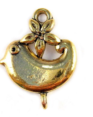 Link din aliaj metalic, auriu antichizat, 22x18 mm
