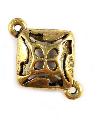 Link din aliaj metalic, auriu antichizat, 17x24 mm