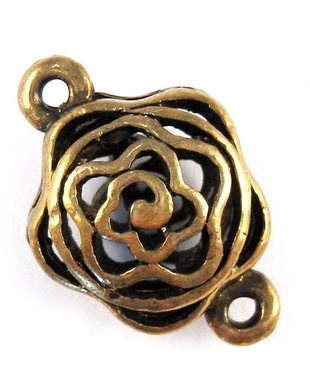 Link din aliaj metalic, auriu antichizat, 14x21 mm