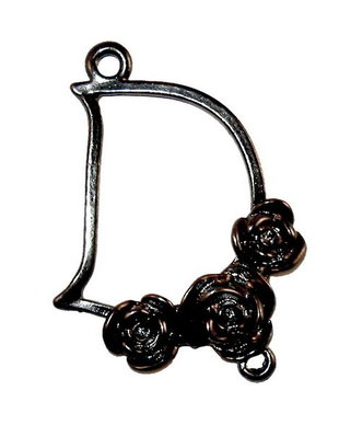Link din aliaj metalic, negru, 24x38 mm
