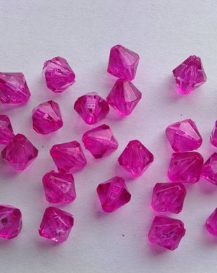 LMA807 - (10 buc) margele acrilice roz-fucsia 8x6 mm