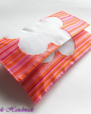 Pink Stripes   - geanta plic material dungat roz portocaliu