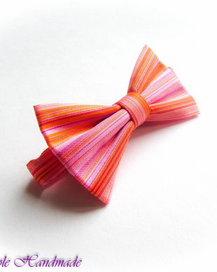 Pink Stripes  - papion material dungat roz, portocaliu, mov