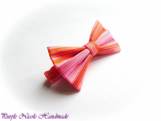 Pink Stripes  - papion material dungat roz, portocaliu, mov