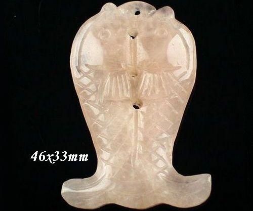 4220 - Pandantiv pesti cuart roz 46x33mm
