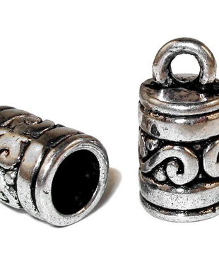 Terminatii sirag, argintiu antichizat, 7x13 mm