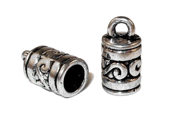 Terminatii sirag, argintiu antichizat, 7x13 mm