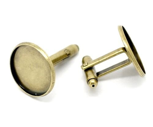 4301 - (2 per) Baza butoni bronz pt camasa platou interior 18mm