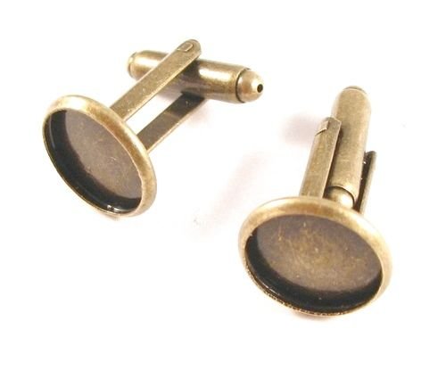 4298 - (2 per) Baza butoni bronz pt camasa, platou interior 12mm