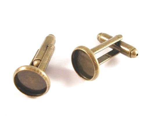 4299 - (1 per) Baza butoni bronz pt camasa, platou interior 9,6-9,7mm