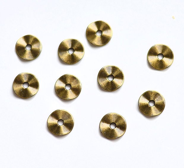 10 buc distantiere tip disc ondulat bronz