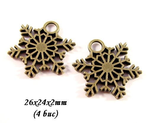 3888 - (4 buc) Charms bronz, fulgi de nea, stelute