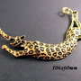 4394 - Pandantiv / baza colier, auriu antichizat cu negru, leopard