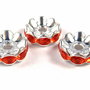 Distantiere argintii cu strasuri rosii, 10x4 mm