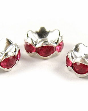 Distantiere argintii cu strasuri siclam, 6x3 mm