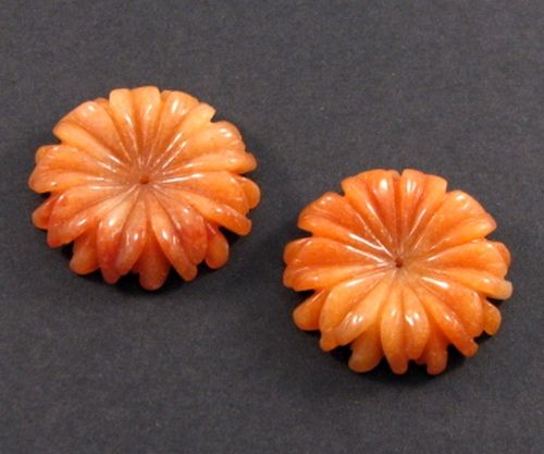 4415 - (1 buc) Floare sculptata, aventurin orange, 30mm