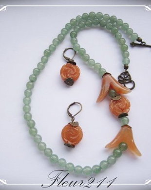 SET- AGATE DE FOC SI AVENTURIN VERDE