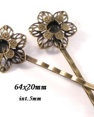 4409 # (8 buc) Agrafa bronz, floare