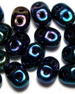 Margele din sticla, Superduo, jet blue iris