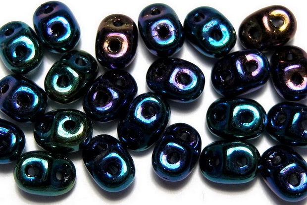 Margele din sticla, Superduo, jet blue iris