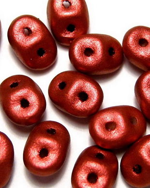 Margele din sticla, Superduo, chalk lava red