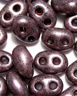 Margele duble, twin , jet dark purple