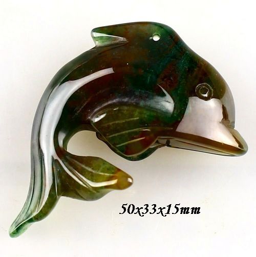 4462 - Pandantiv, delfin, agata indiana sculptata