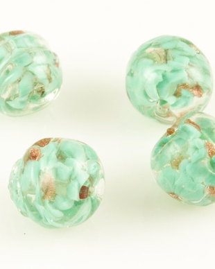 RE24 (4b) Margele murano cu insertii turcoaz si aurii, aprox. 13mm