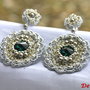 Cercei crosetati-matase laminata argintie, perle si cristale swarovski,margelute toho REZERVAT
