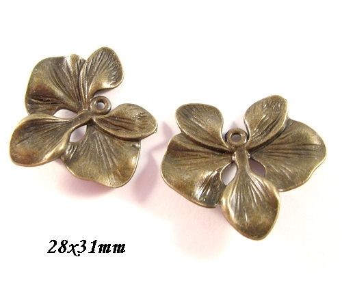 4488 - (2 buc) Link, floare orhidee, bronz