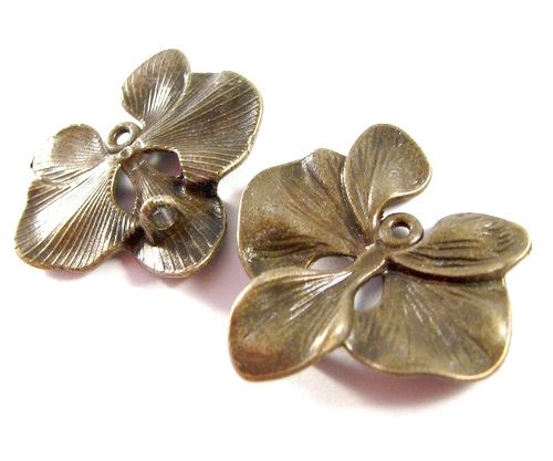 4488 - (2 buc) Link, floare orhidee, bronz