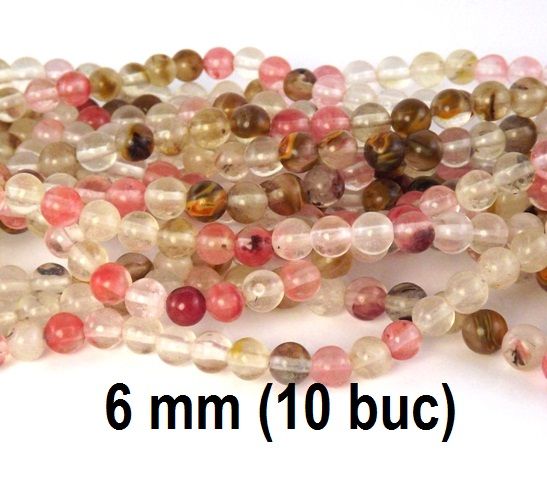 Watermelon tourmaline, 10 buc, 6 mm