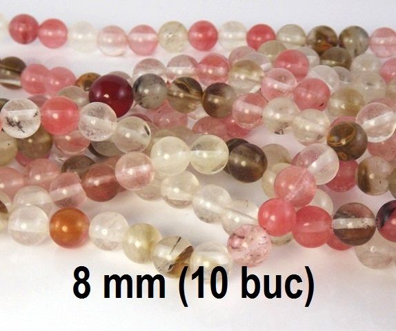 Watermelon tourmaline, 10 buc, 8 mm