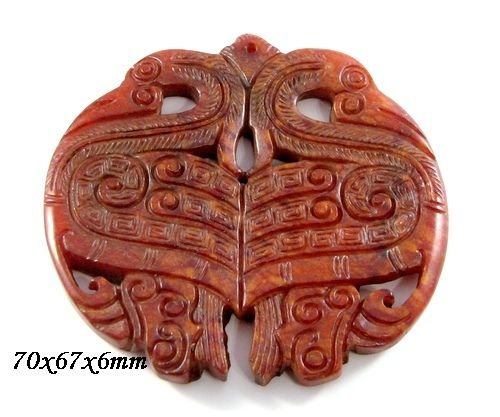 4568 - Pandantiv, amuleta, jad sculptat, pasari