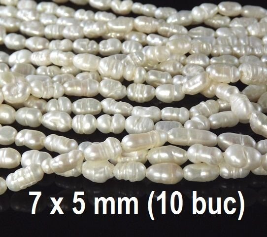 Perle naturale, aprox. 7x5 mm, 10 bucati