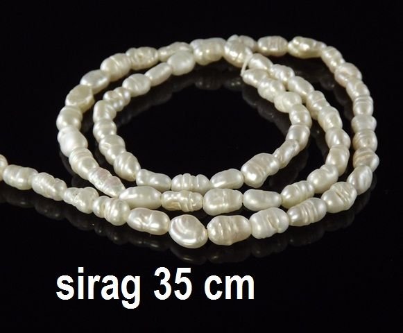 Perle naturale, aprox. 7 x 5 mm, 1 sirag
